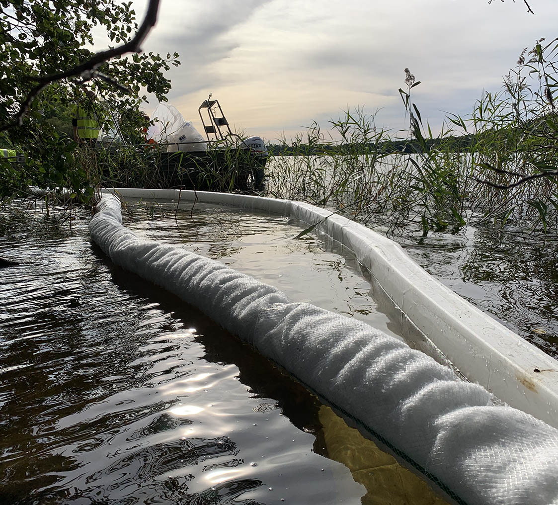 Silt curtain deployed at a work site
